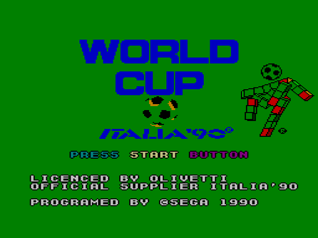 World Cup Italia 90 title screen for Sega Master System
